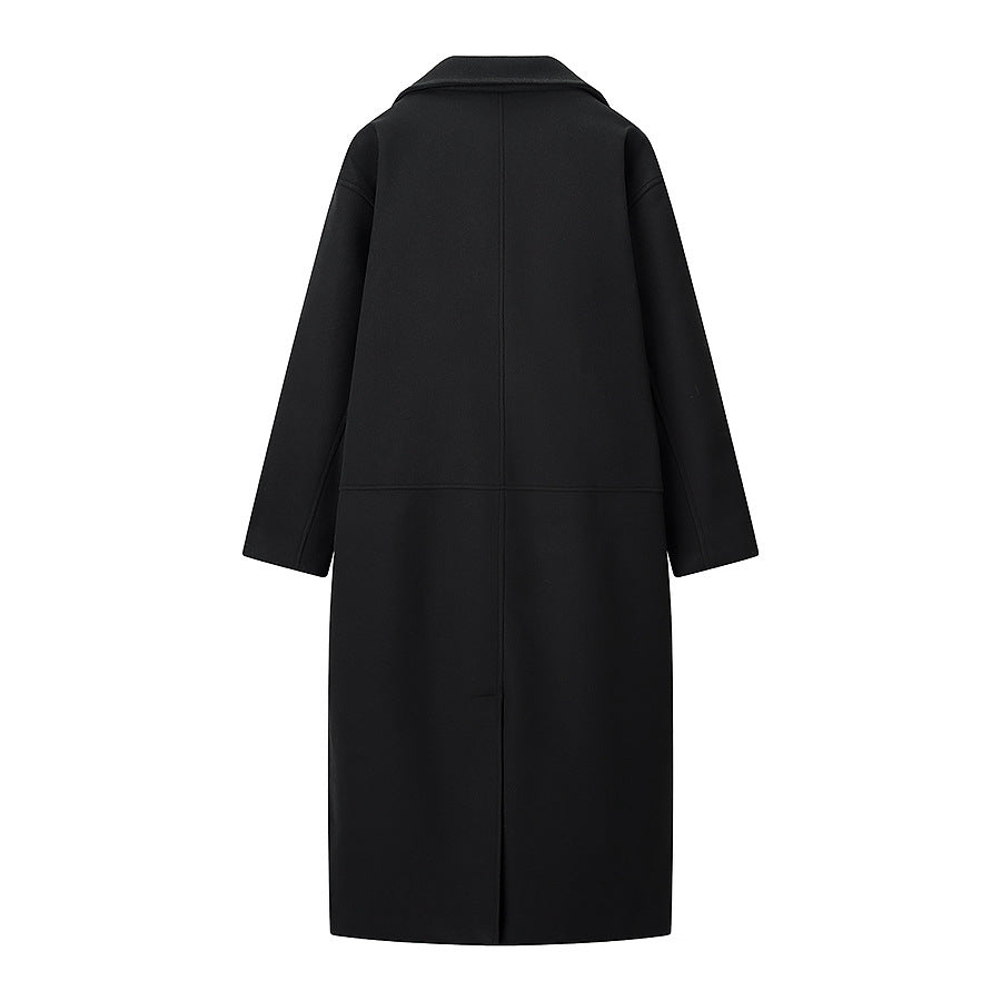 Damer Elegant Lang Kåpe med Klassiske Slipper og Dobbel Knappebeslå Skjora