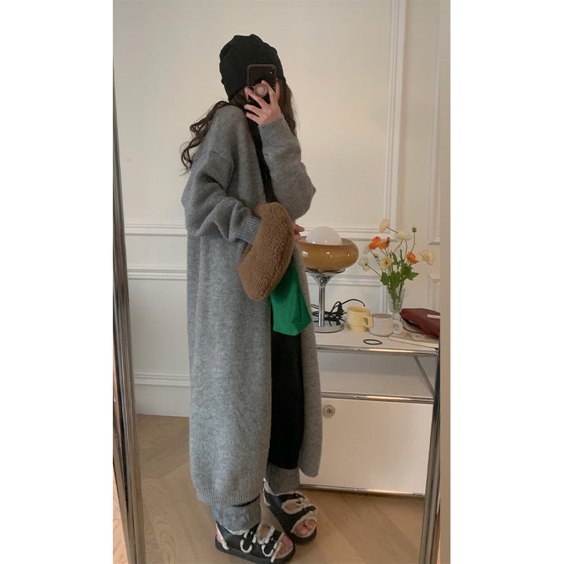 Kvinne Lang Strikket Cardigan Skjora