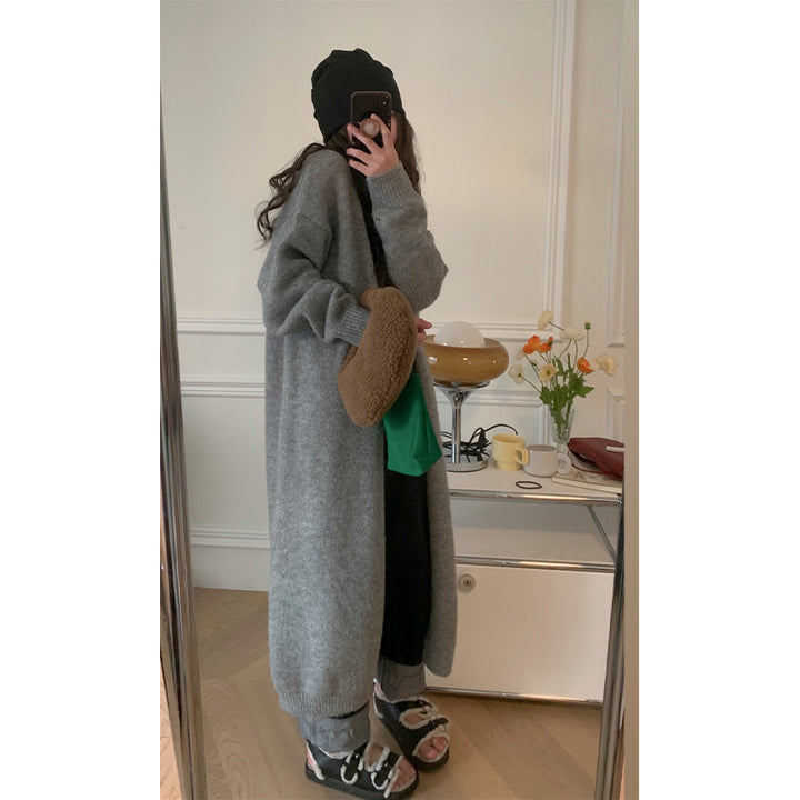 Kvinne Lang Strikket Cardigan Skjora