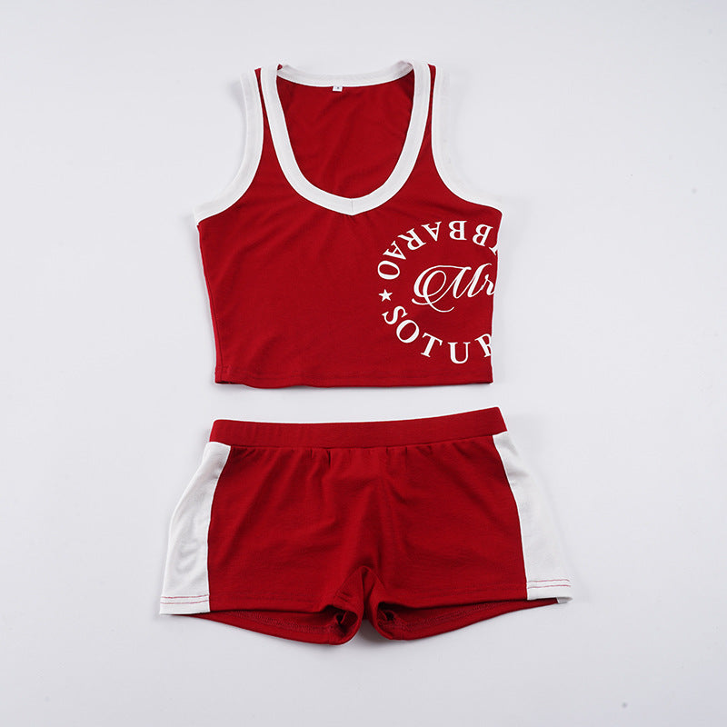 Damer Sportslig Set med Crop-Top og korte Shorts Skjora