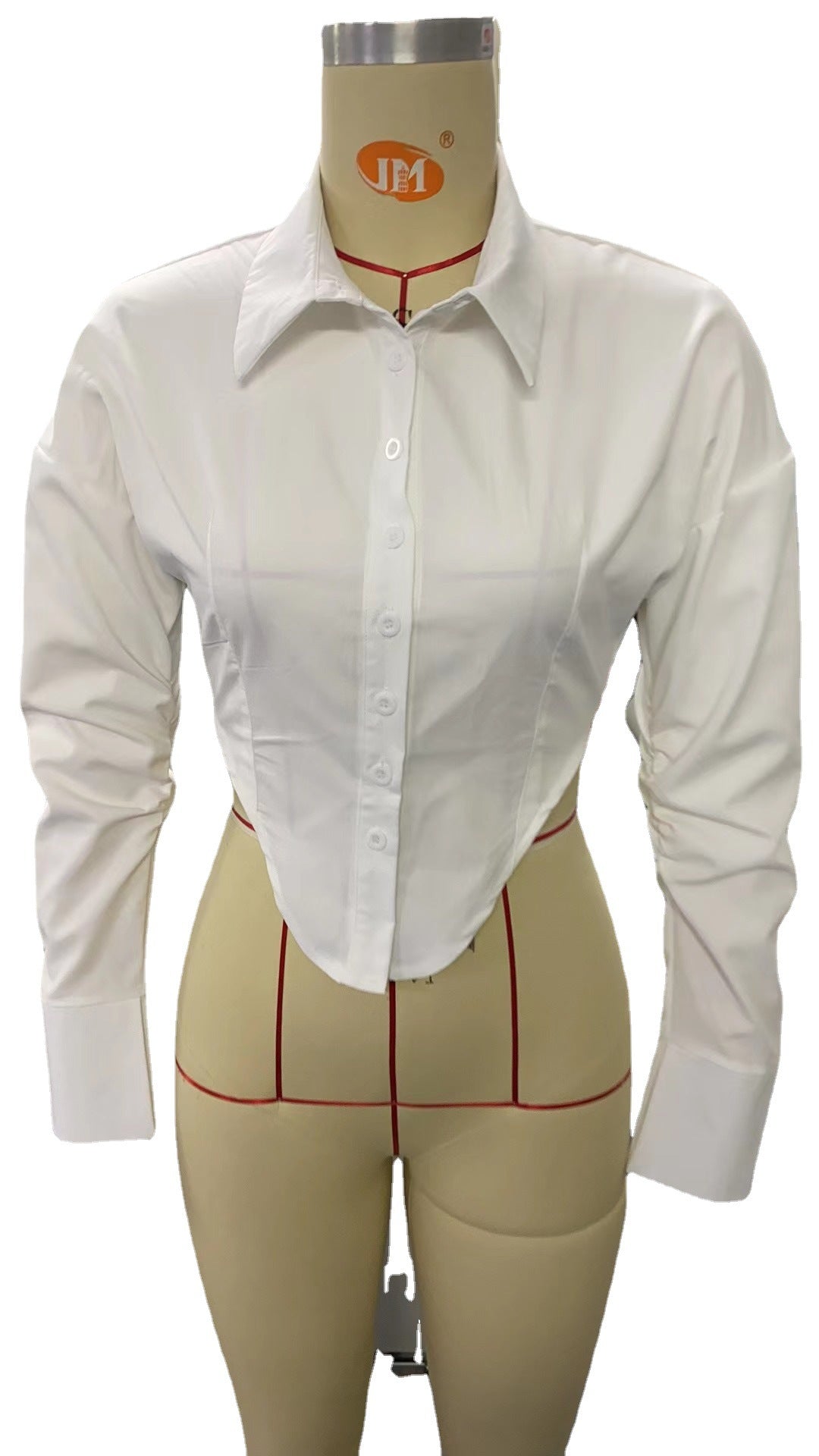 Dame moderne bluse med elegant innsnørt snitt og klassisk krage Skjora