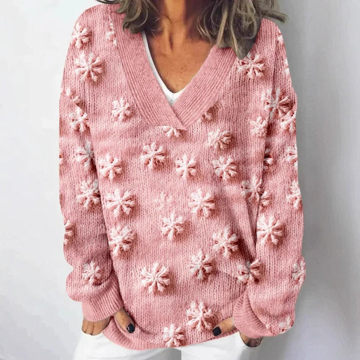 Ladies knitted sweater with detailed landscape pattern Skjora