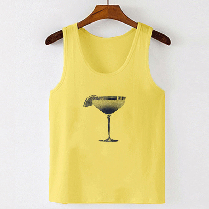 Damer cropped T-skjorte med friskt cocktailmotiv Skjora