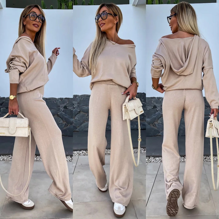 Kvinnes Fleece Lounge Wear Set med Løs Passform og Fritidsstil