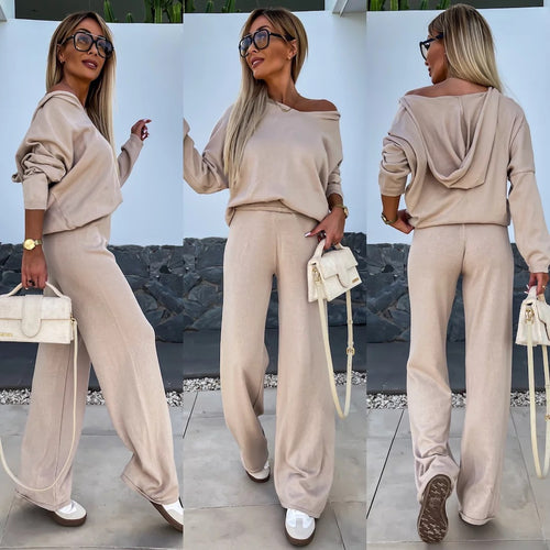 Kvinnes Fleece Lounge Wear Set med Løs Passform og Fritidsstil