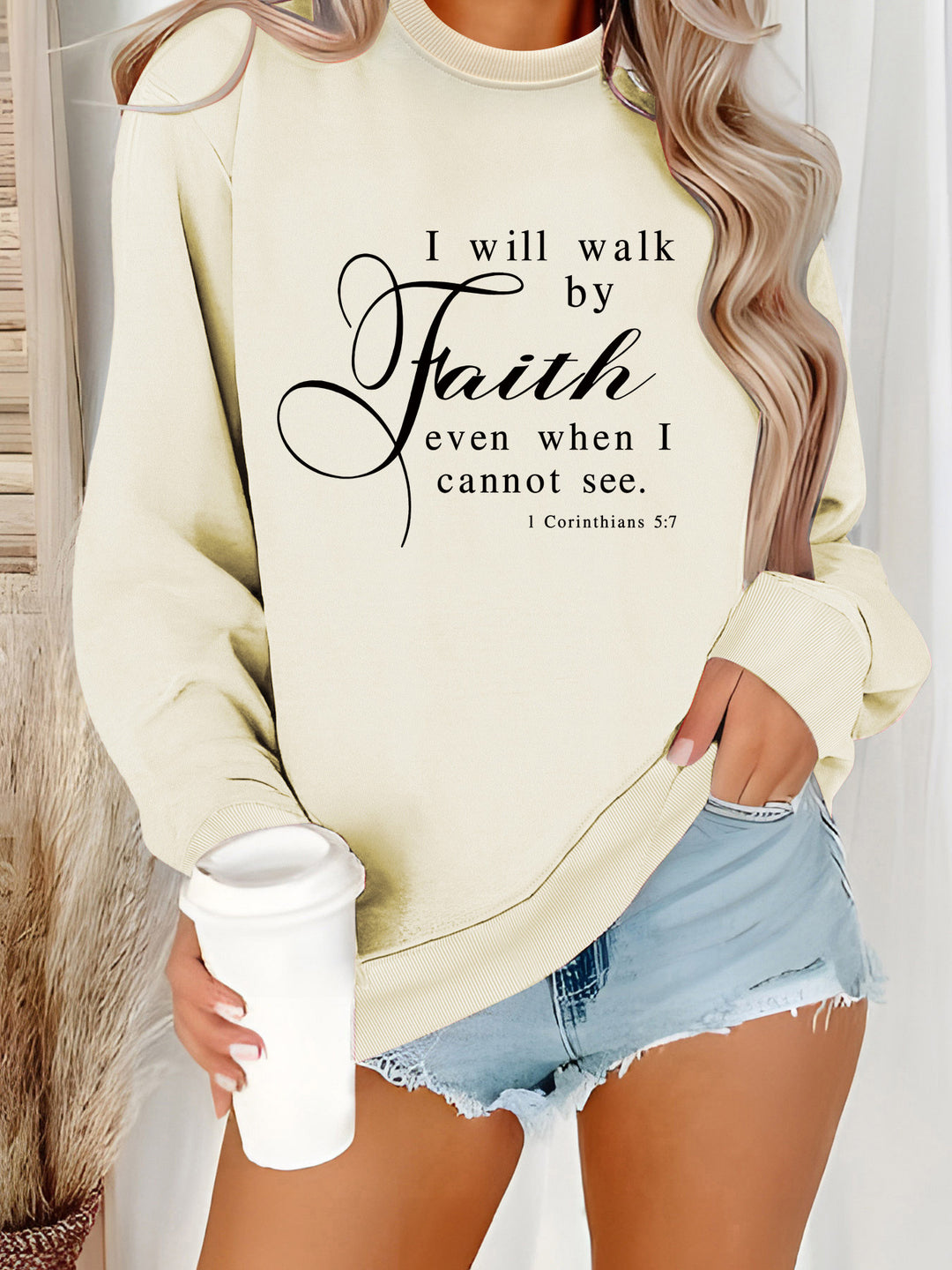 Dame sweatshirt med inspirerende tekst og mykt materiale Skjora