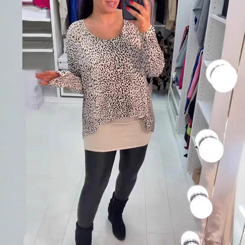 Kvinne casual topp med dyreprint og lett stoff Skjora