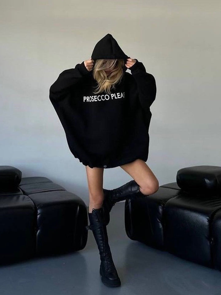 Kvinne oversized hettegenser med justerbar nederkant Skjora