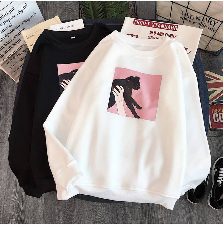 Damer casual sweatshirt med kreativt dyremønster Skjora
