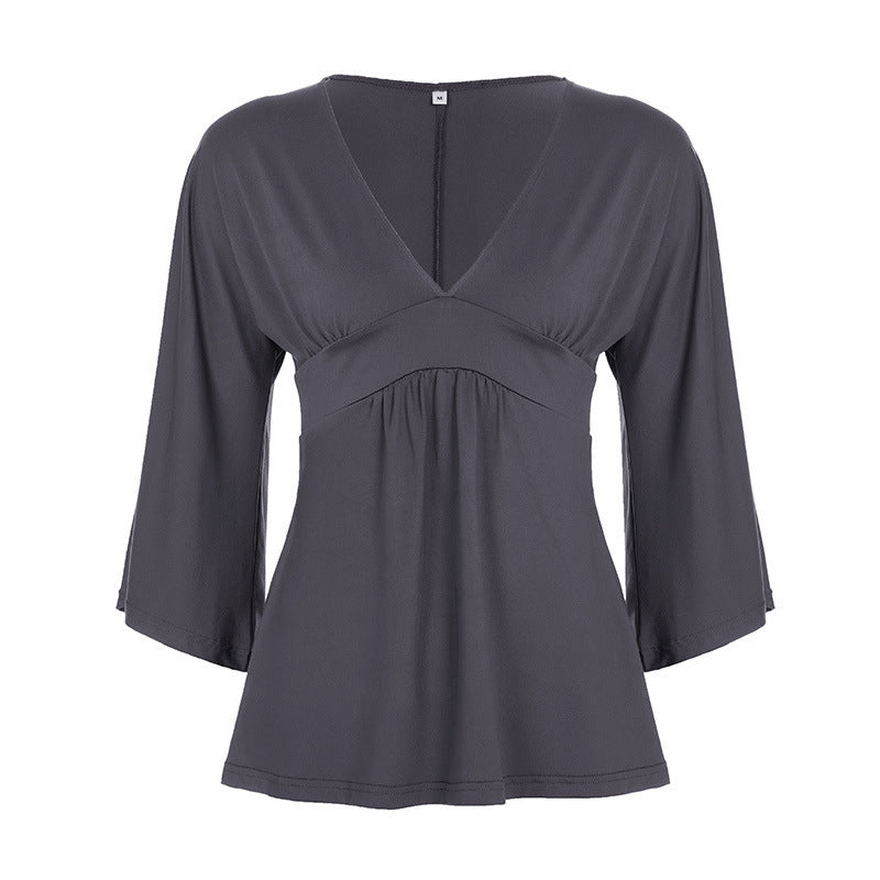 Damer Elegant Inn wraps med bred erm og V-hals Kjole