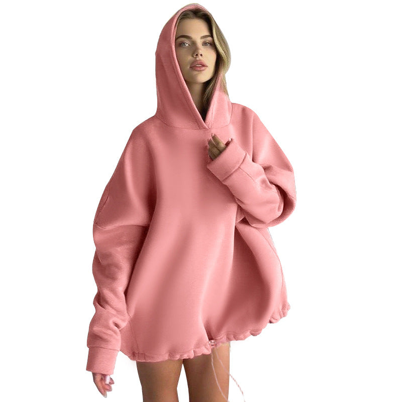 Kvinne oversized hettegenser med justerbar midje og kengurulomme Skjora