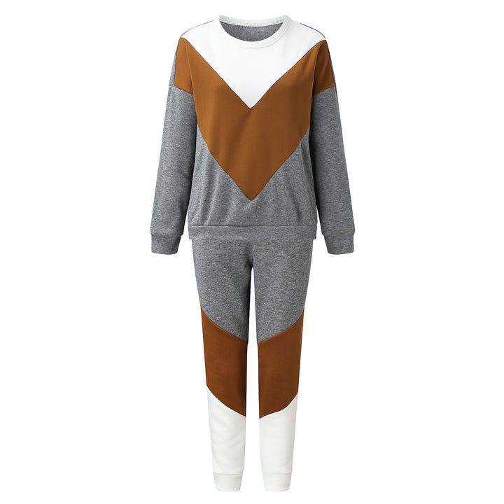 Dame sporty loungewear-set med geometrisk farge-design Skjora