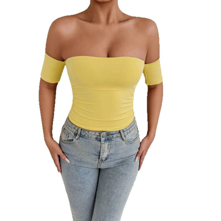 Damer Off-Shoulder Topp med figursydde linjer Skjora