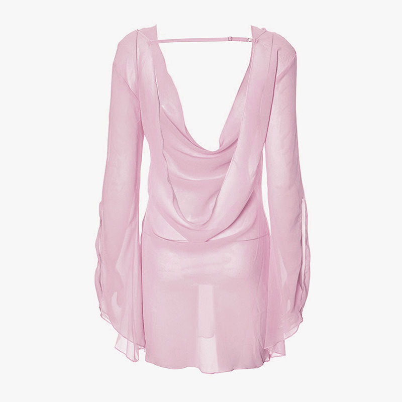 Damer Elegant chiffon topp med dyp ryggutskjæring Skjora