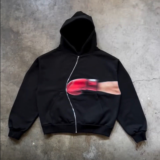 Kvinne hoodie med innovativt grafisk design Skjora