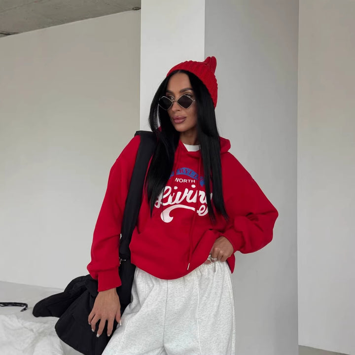 Dame casual hettegenser med originaltrykk og oversized snitt Skjora