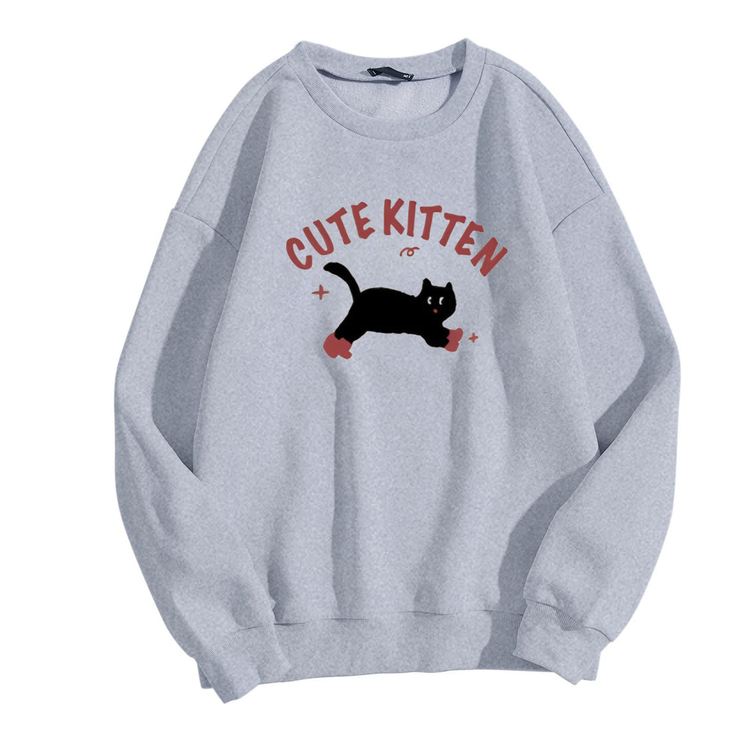 Damegen Sweatshirt med kattemotiv Skjora