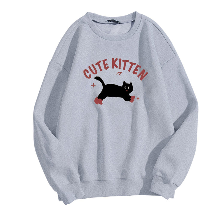 Damegen Sweatshirt med kattemotiv Skjora