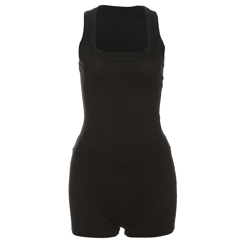 Dame Sporty Loungewear-sett med ermeless topp og shorts Skjora