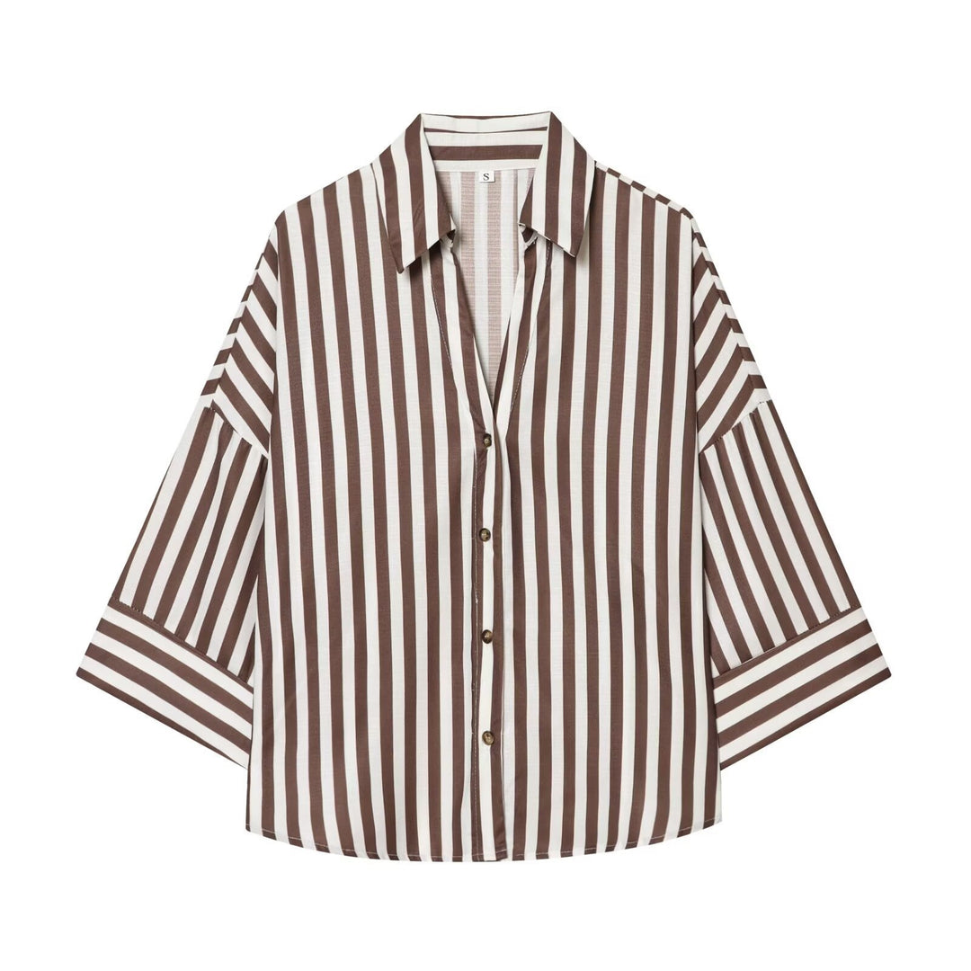 Dame skjorte-bluse med avslappet snitt og elegante 3/4-ermer Skjora