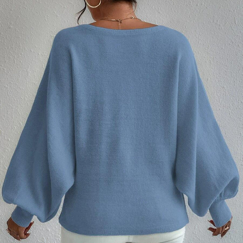 Kvinne Oversized Strikkegenser med Asymmetrisk Design og Avslappet Utringning Skjora
