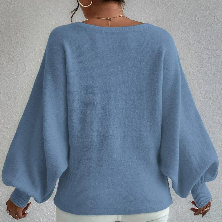 Kvinne Oversized Strikkegenser med Asymmetrisk Design og Avslappet Utringning Skjora