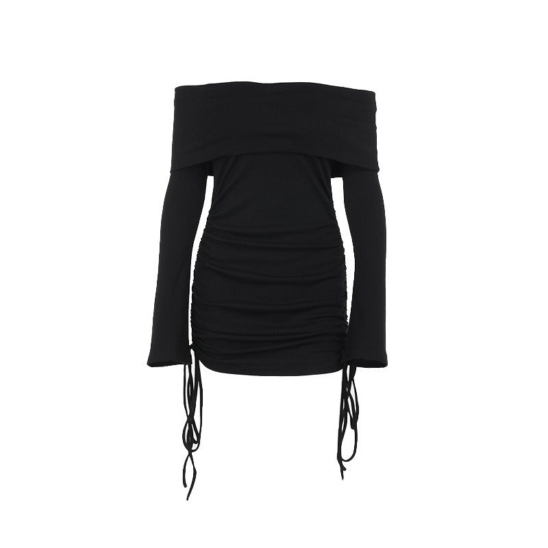 Damer Off-Shoulder Topp med rynker og snor detaljer Skjora