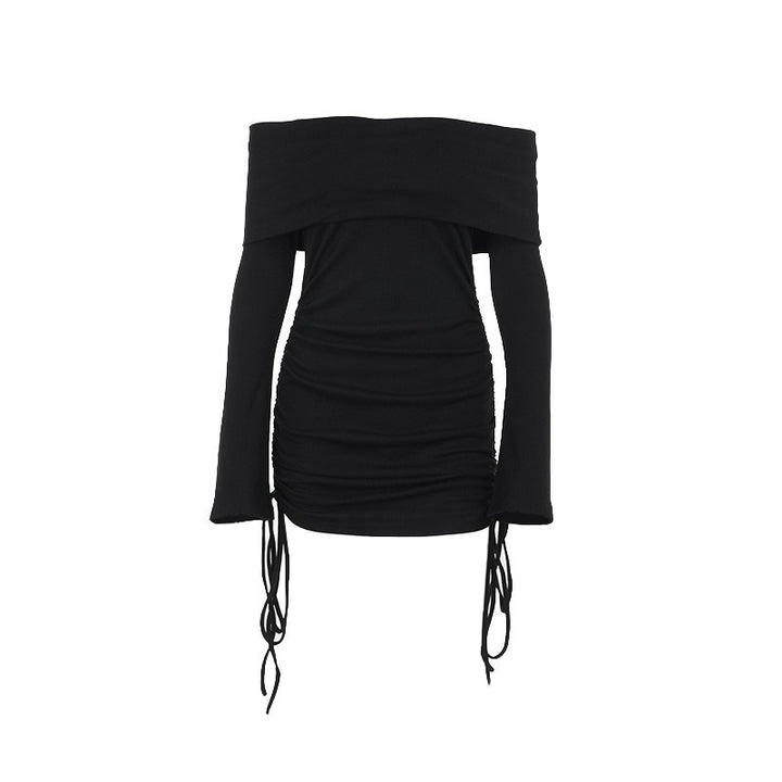 Damer Off-Shoulder Topp med rynker og snor detaljer Skjora