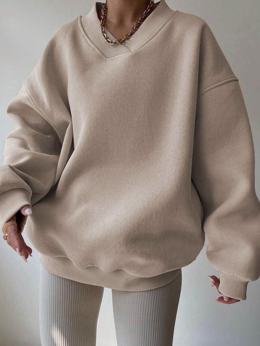 Dame Oversized Sweatshirt med V-hals Skjora