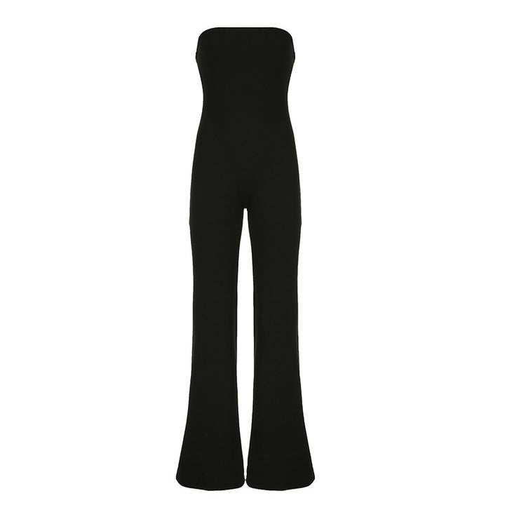 Dame jumpsuit med vide ben og elastisk midjebånd Skjora