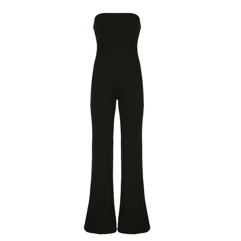 Damer elegant jumpsuit i avslappet design med bandeau-overdel og vid ben Skjora