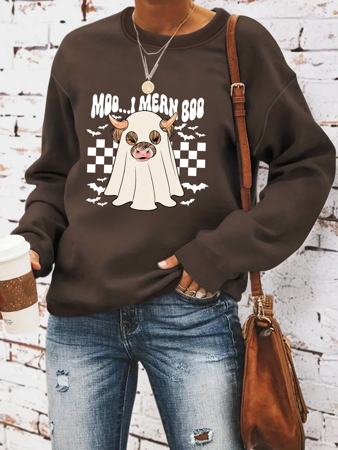 Dame sweatshirt i munter Halloween-design Skjora