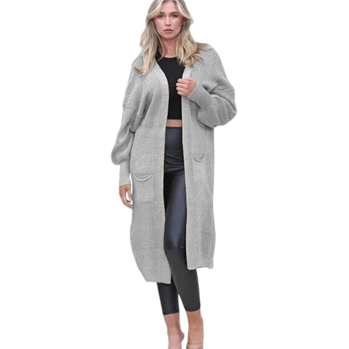 Kvinnes Chunky Strikket Cardigan med Åpne Lommer og Casual Design Skjora