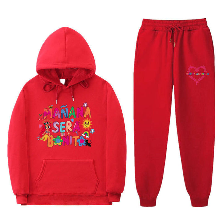 Kvinne Sweatshirt og Joggebukse Sett med Fargerik Trykk Skjora
