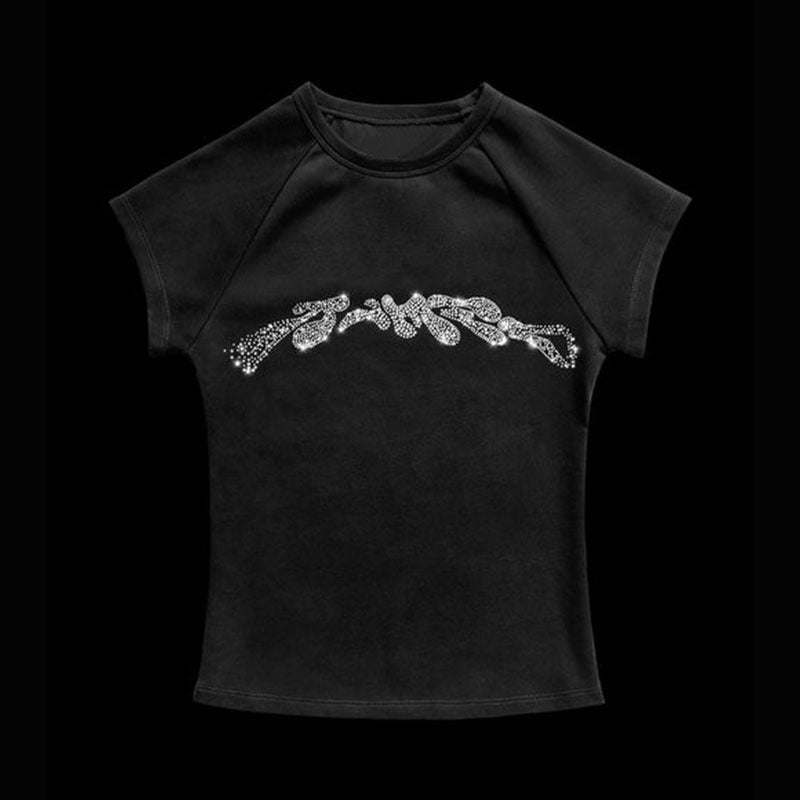 Women's trendy T-shirt with glitter motif Skjora