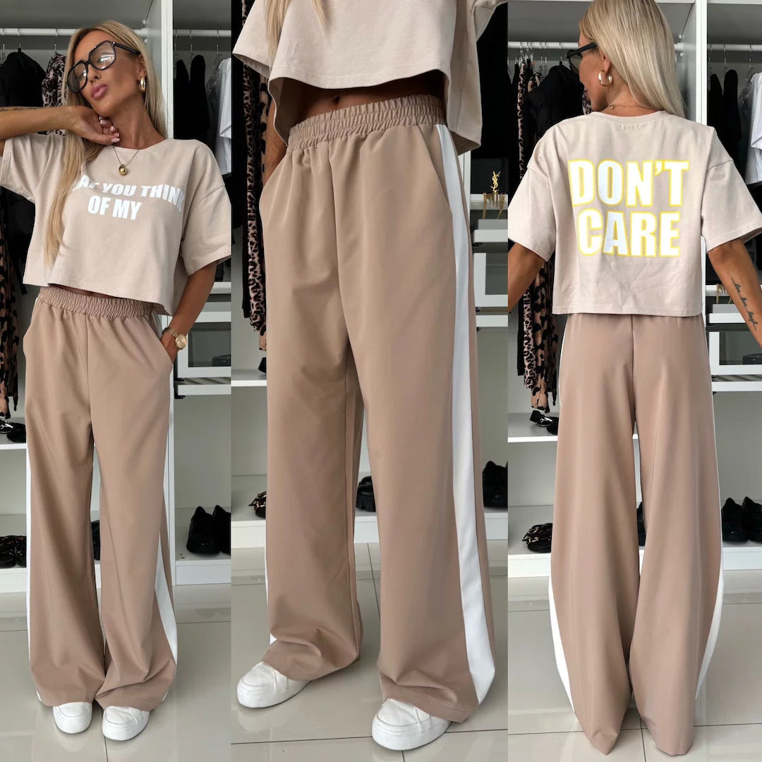 Damer casual crop topp og brede joggerbukser sett Skjora