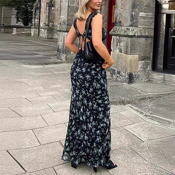 Dame Maxikjole med florale spissdetaljer Skjora