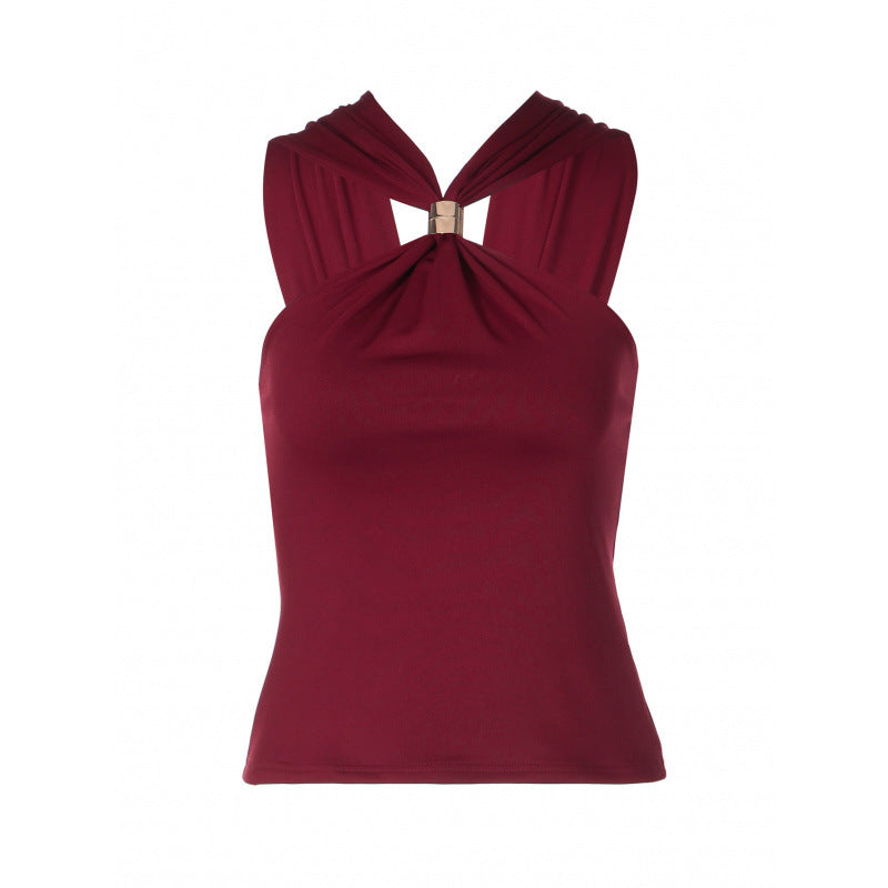 Dame tanktop med moderne halter-design og smal passform Skjora