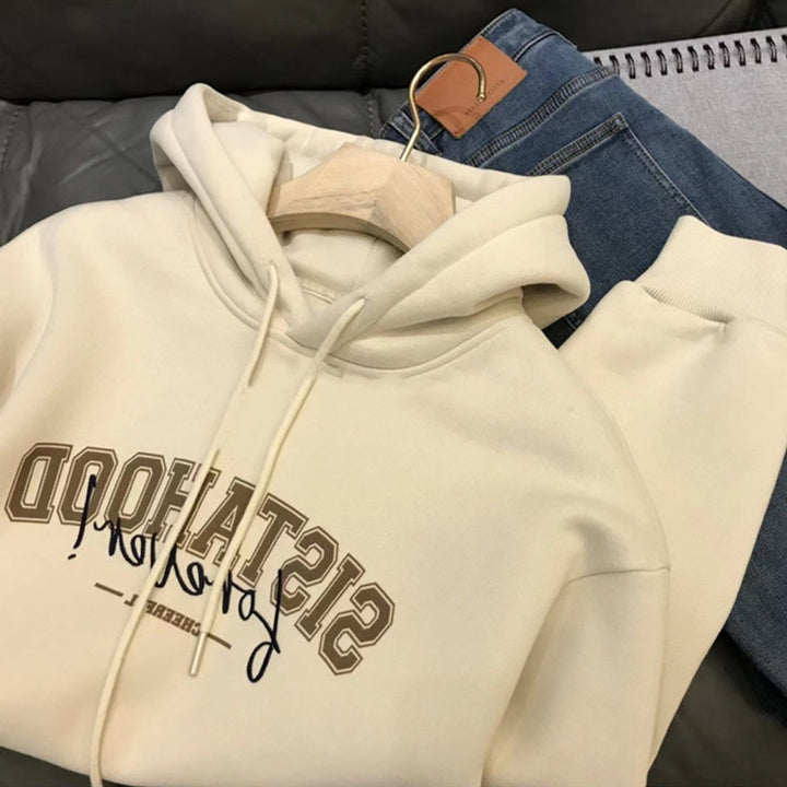 Dame hoodie med kreativ tekstopplevelse og avslappet oversized passform