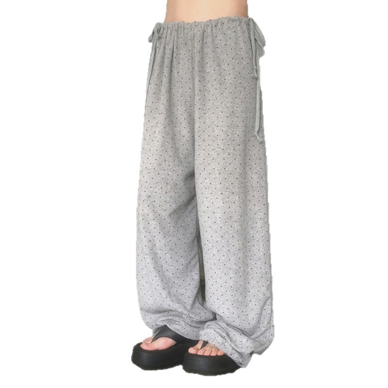 Damer loose pyjamasbukse med fleksibel liv og dekorative bånd Skjora