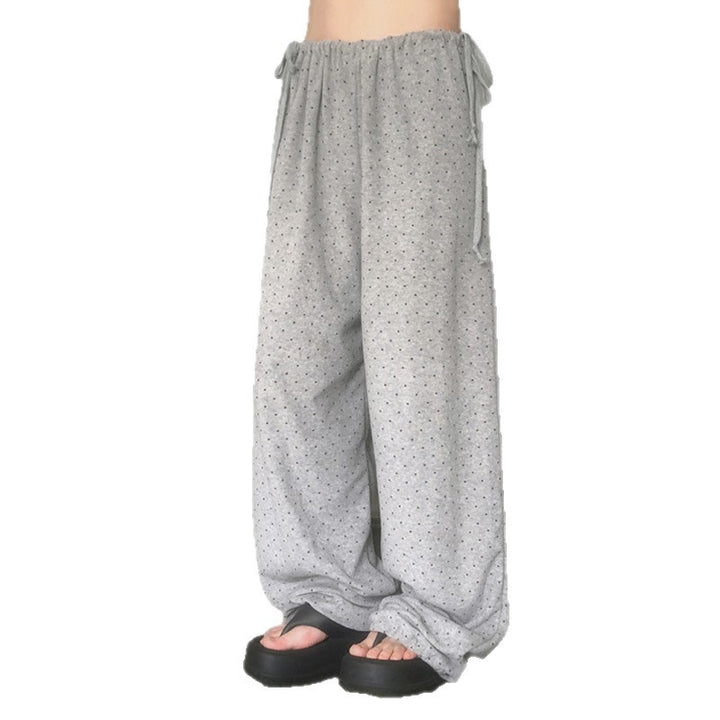 Damer loose pyjamasbukse med fleksibel liv og dekorative bånd Skjora