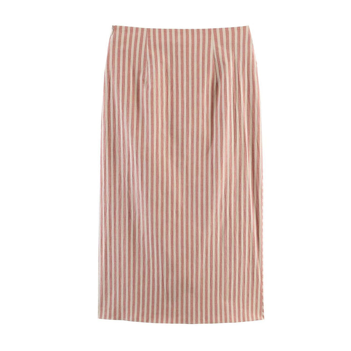 Dame omslagskjørt med diagonalt stripemønster og elegant drapering Skjora