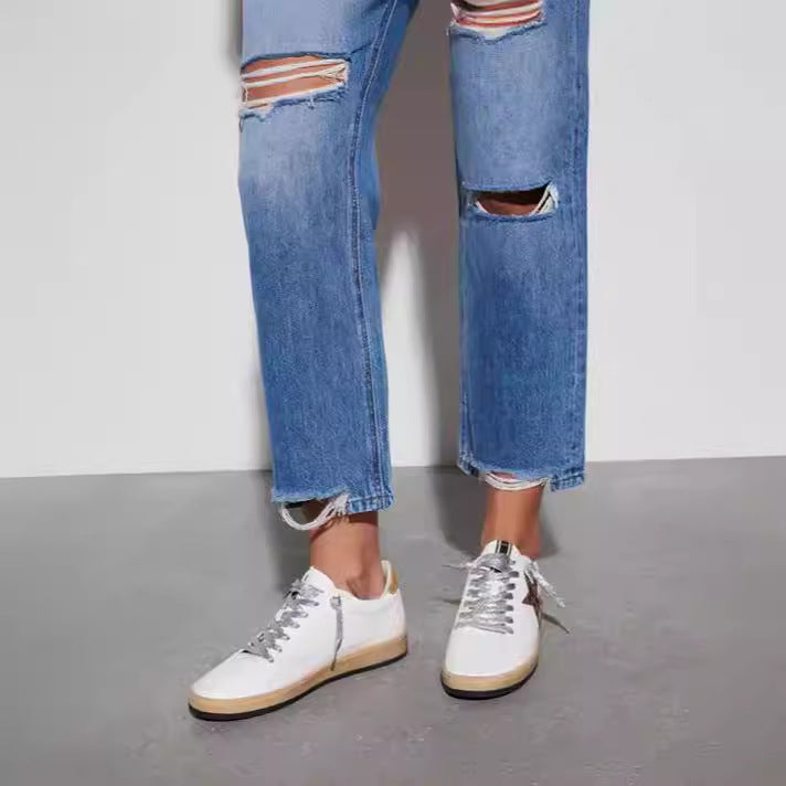 Dame Ødelagte Jeans i modig Bootcut-stil Skjora