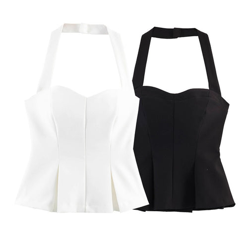 Damer Chic Haltertop med figursydd snitt og raffinert volang Skjora