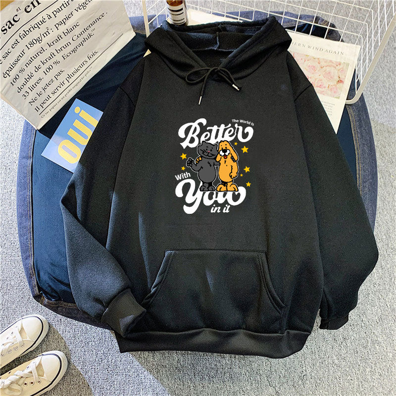 Damen Kapuzenpullover mit verspieltem Tiermotiv Skjora