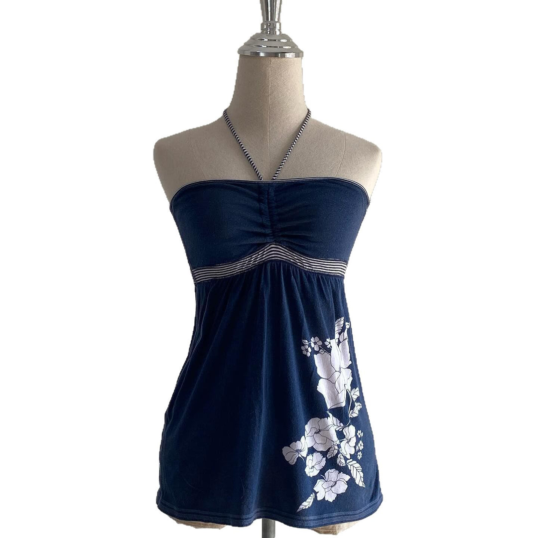 Dame strandtop med blomsterdesign og avskåret snitt Skjora