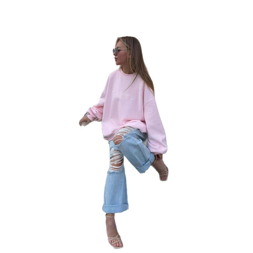 Damer Casual Oversized Genser Skjora