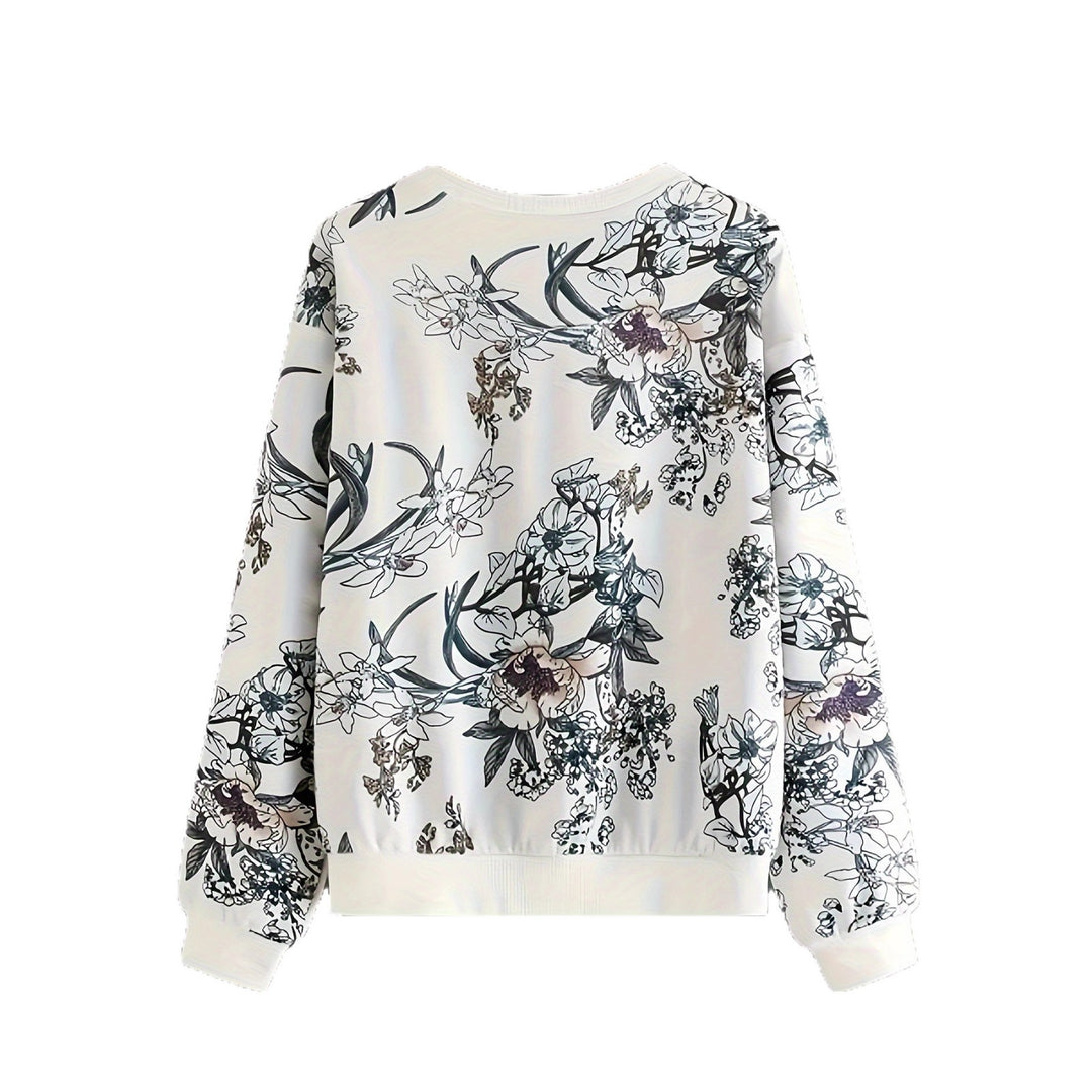 Dame sweatshirt med blomstermønster og avslappet passform Skjora