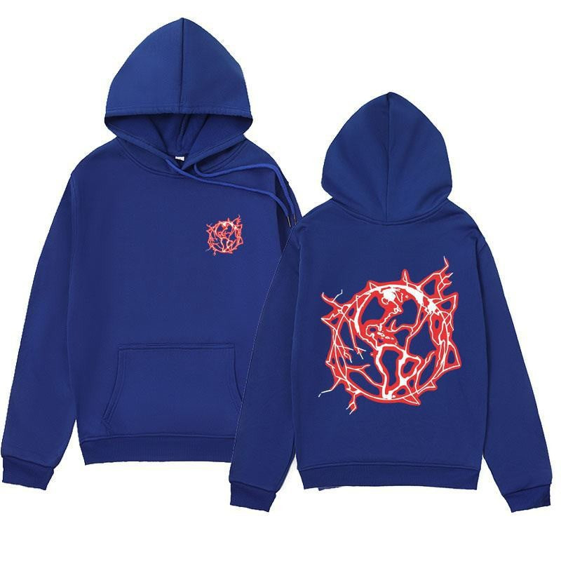 Dame het sweatshirthoodie med kunstnerisk grafisk trykk og praktisk kengurulomme Skjora