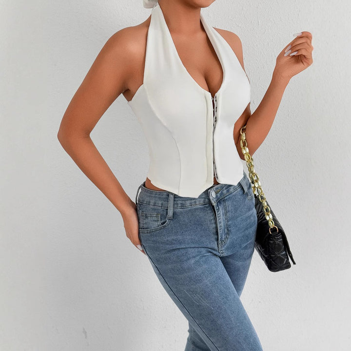 Women's Halterneck Top with Zipper Skirt
